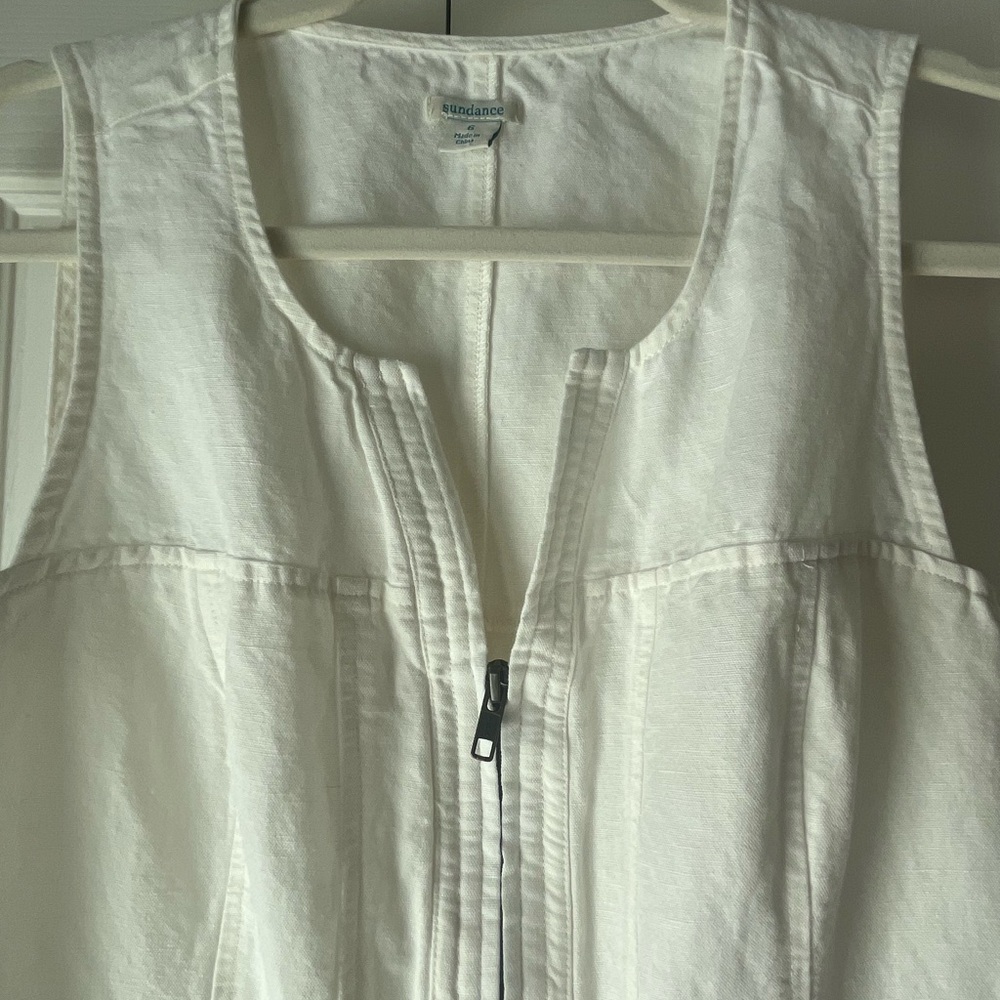 Sundance White Sleeveless Utility Zip Jumpsuit with Tie Belt - Cotton Linen - Picture 8 of 16